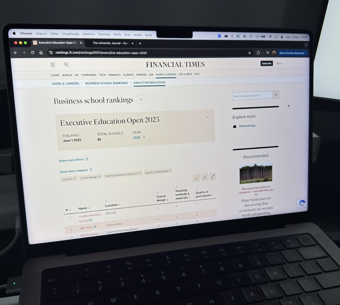 Programas de Educação Executiva da Fundação Dom Cabral, Insper e FGV estão entre os melhores do mundo em 2025